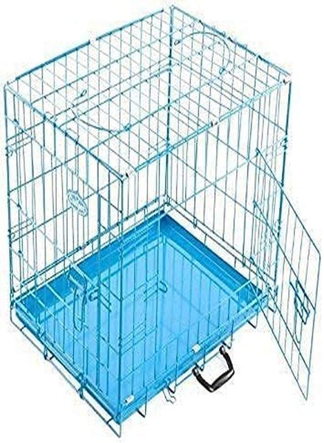 Smart Pups cage Kennel Blue Color Rust Proof Metal Folding Kennel for Dogs Double Door with Removable Tray for Dogs (Pack of 1 Pcs) (Blue) (30 inch cage Blue) - Image 1